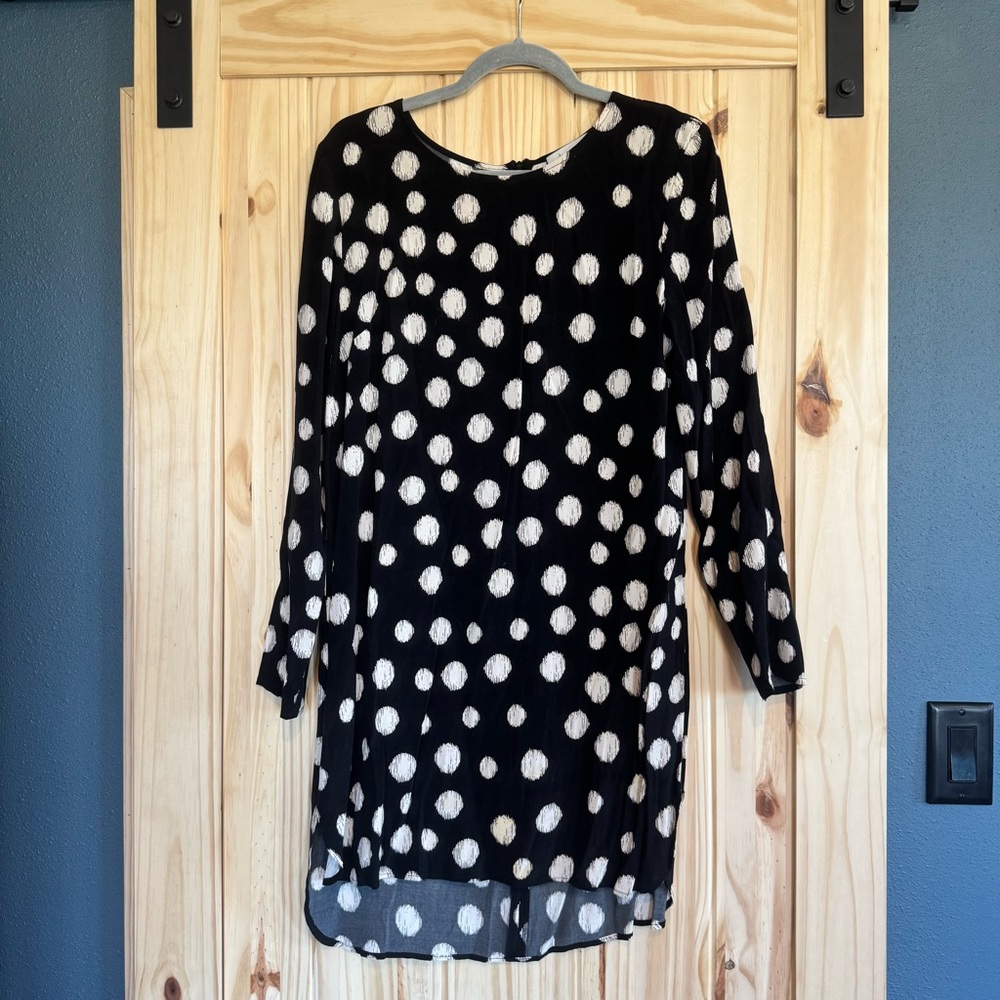 Wayf Black & White Polka Dot Long Sleeve Dress size Large - Picture 8 of 10